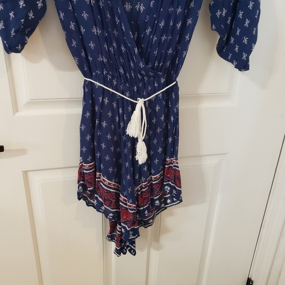 Faithfull the Brand Blue, Red and White Patterned Romper - Picture 3 of 4
